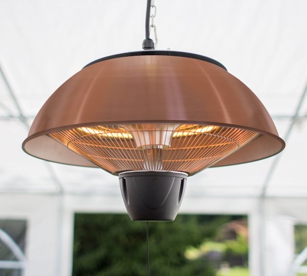 2kW IP34 Infrared Hanging Patio Heater in Copper with Remote by Heatlab®