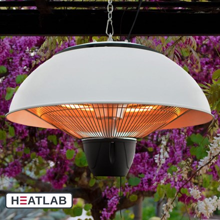 1.5kW IP34 Infrared Hanging Patio Heater in White by Heatlab®
