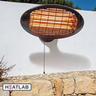 2kW IPX4 Wall Mounted Quartz Bulb Electric Heater with 3 Power Settings in Black by Heatlab®