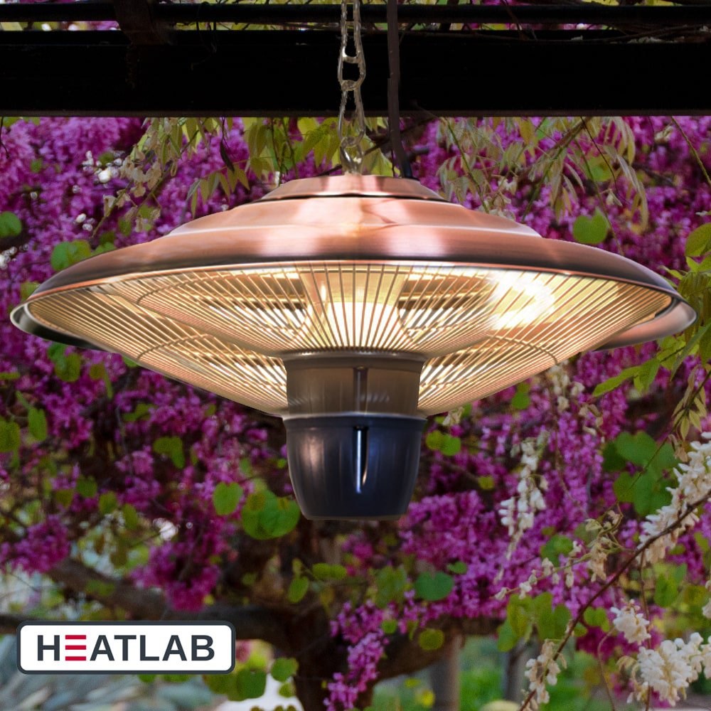 2kW IP34 Infrared Hanging Patio Heater in Copper with Remote by Heatlab®