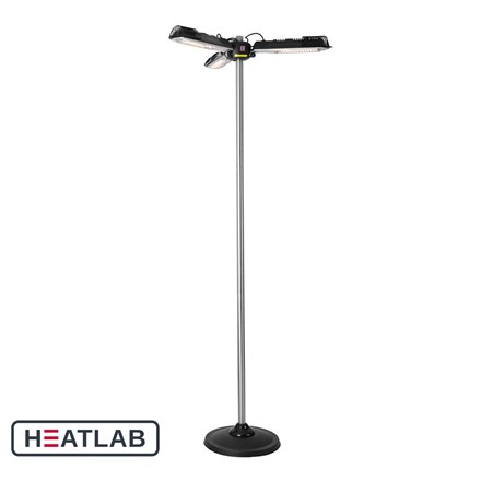 2kW IP34 Halogen Bulb Electric Infrared Parasol Patio Heater w/ Freestanding Pole | Heatlab®