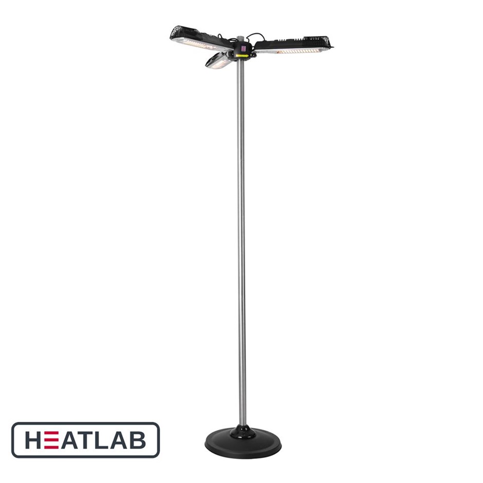 Halogen Bulb Electric Infrared Parasol Patio Heater w/ Freestanding Pole