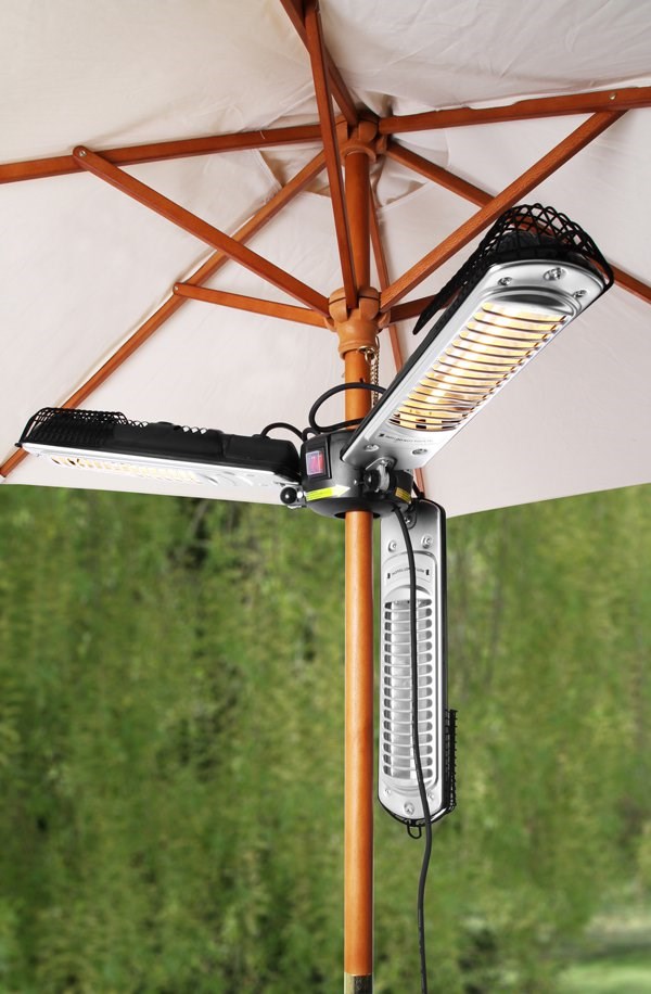 Halogen Bulb Electric Infrared Parasol Patio Heater w/ Freestanding Pole