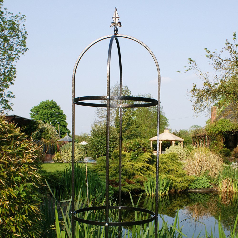 Traditional Steel Obelisk Plant Support | Black