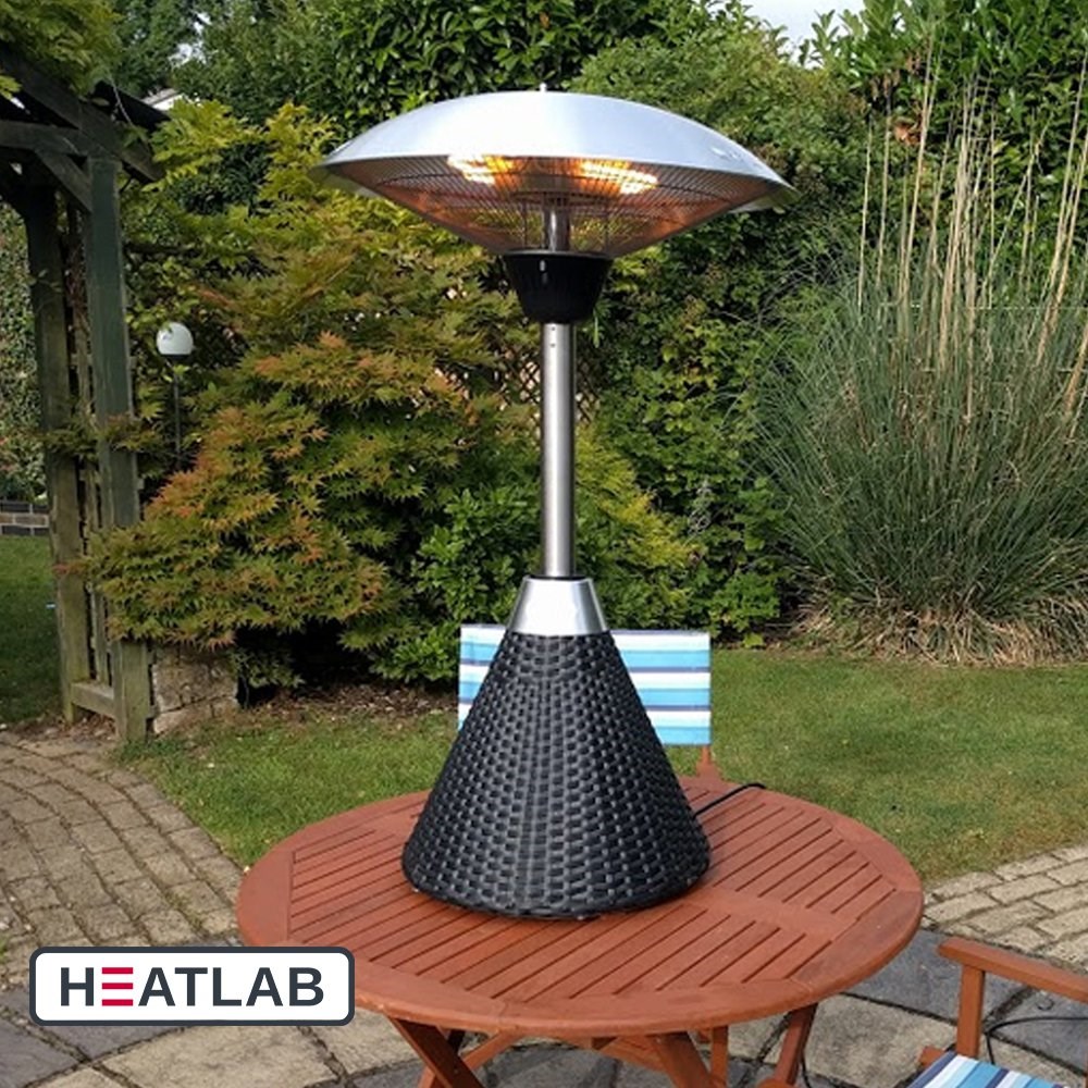 Halogen Bulb Infrared Electric Table Top Heater w/ Black Base | Heatlab®