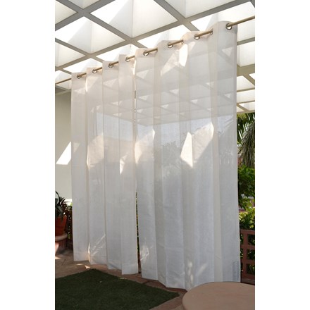 Pair of Polar White Outdoor Curtains | Stainless Steel Eyelets 185gsm Knitted - H: 2.28m x W: 2.74m