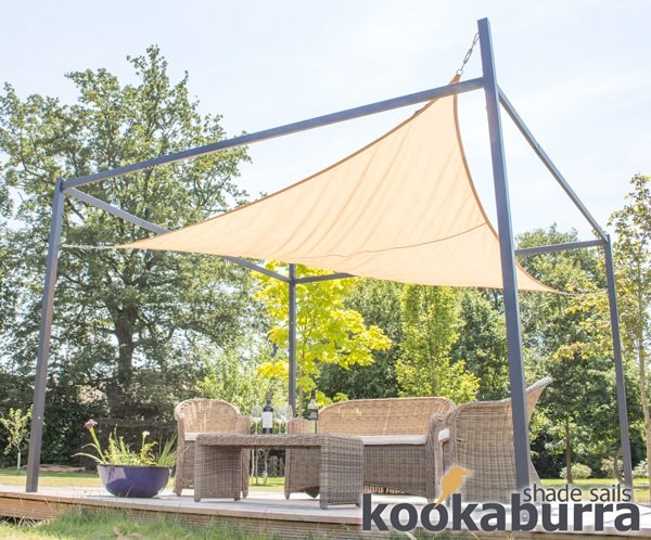 Kookaburra® 3m Square Sand Waterproof Shade Sail With Frame and Fixing Kit