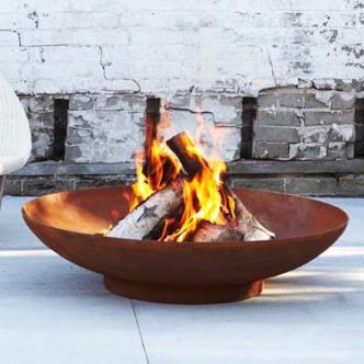 120cm Corten Steel Large Fire Pit and Water Bowl