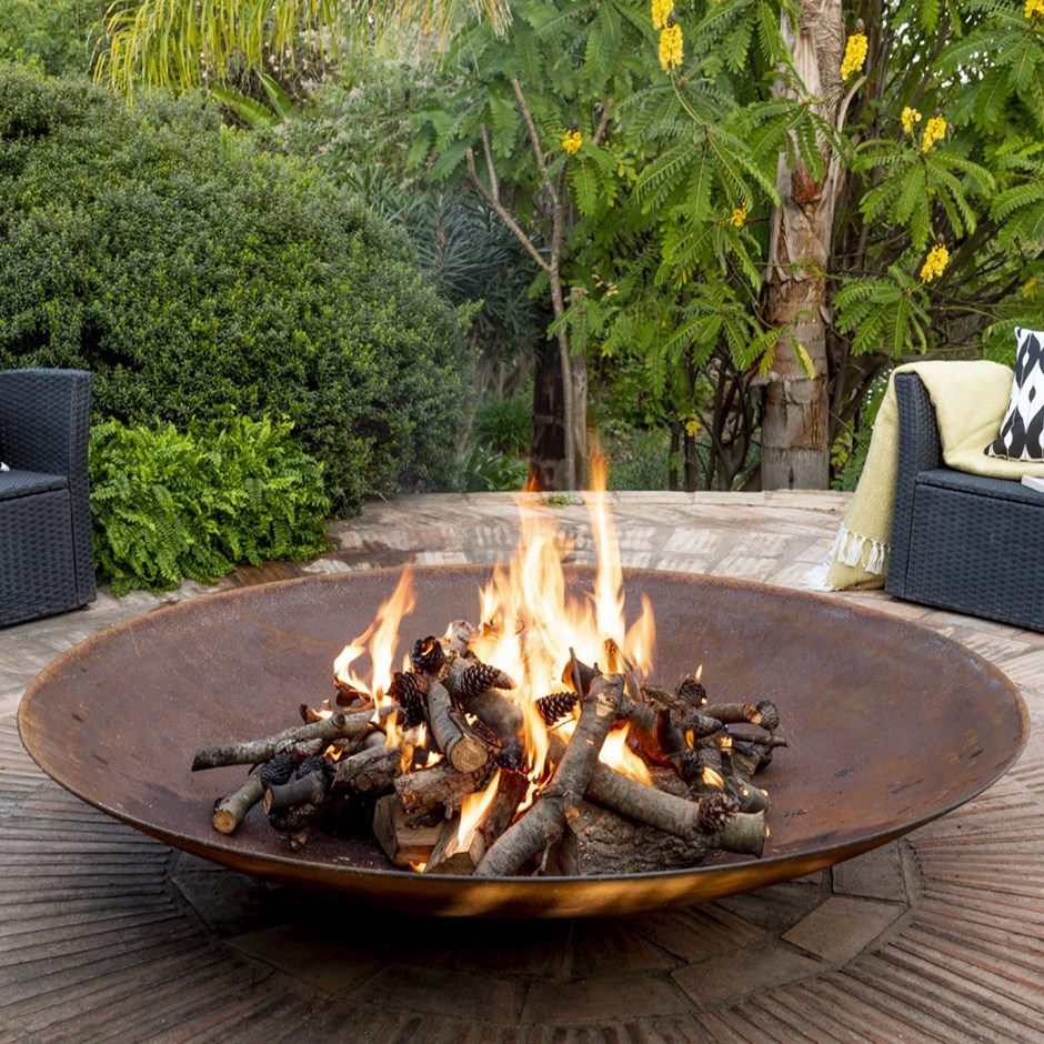 150cm Corten Steel Extra Large Fire Pit and Water Bowl