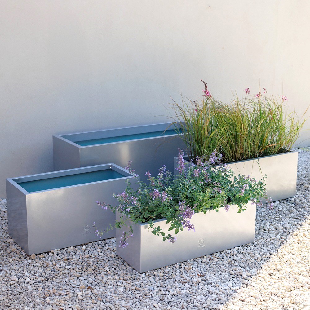 Silver Zinc Trough Planter