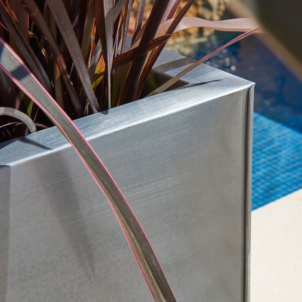 L100cm Zinc Galvanised Silver Trough Planter - By Primrose™