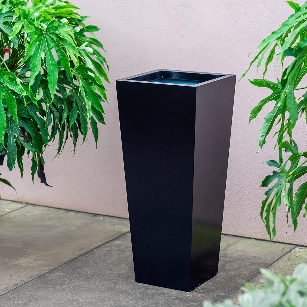 Black Zinc Flared Square Planter