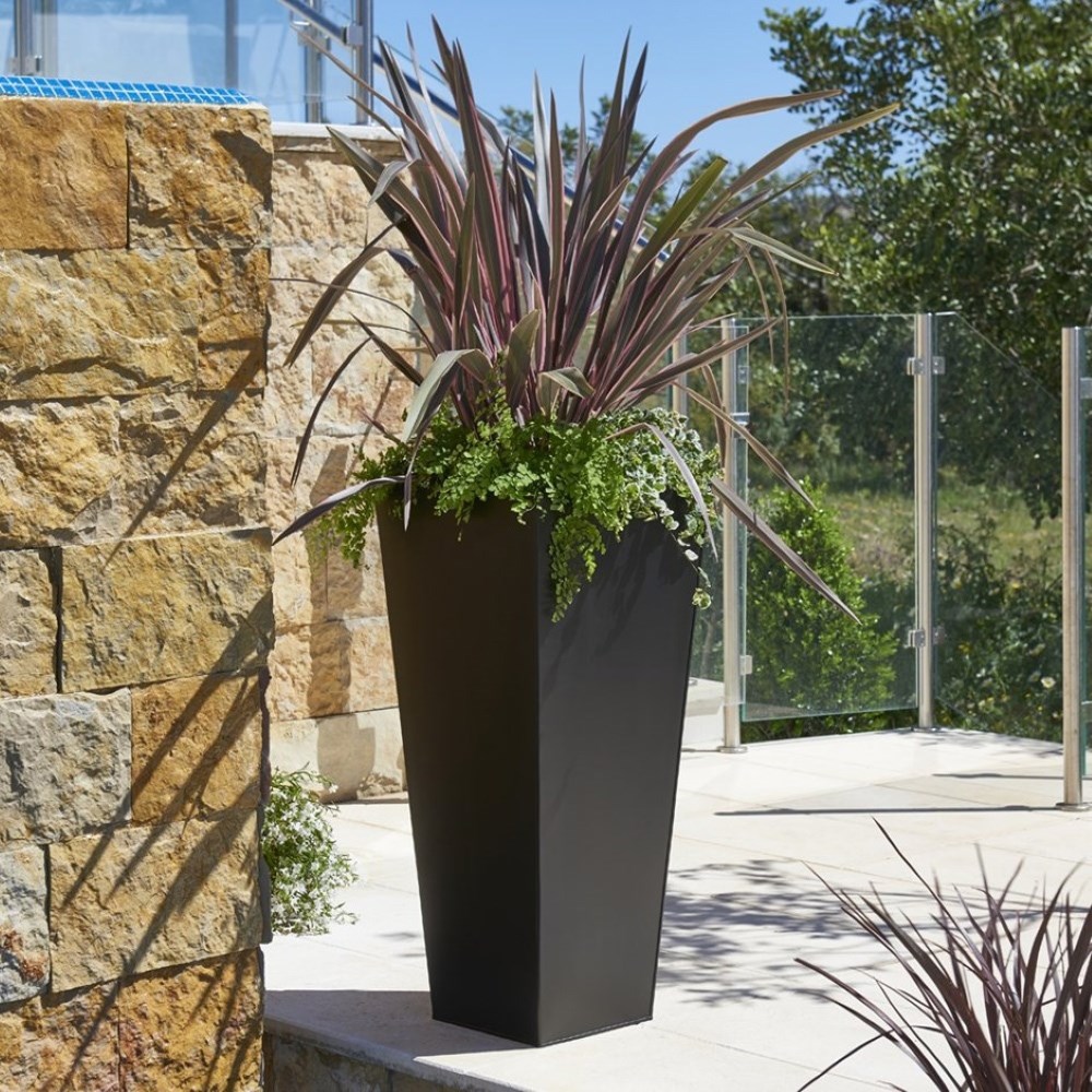 Black Zinc Flared Square Planter