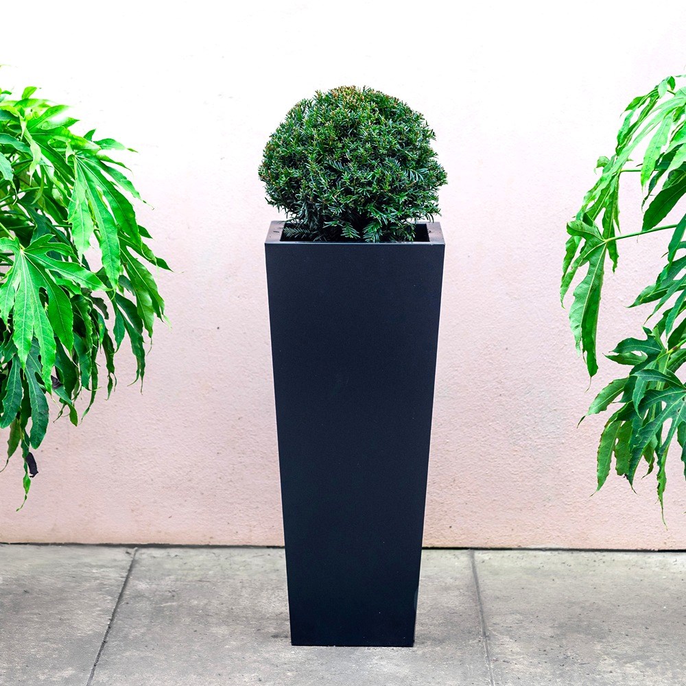 Black Zinc Flared Square Planter