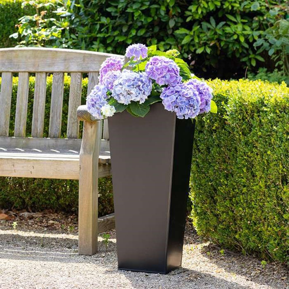 Black Zinc Flared Square Planter