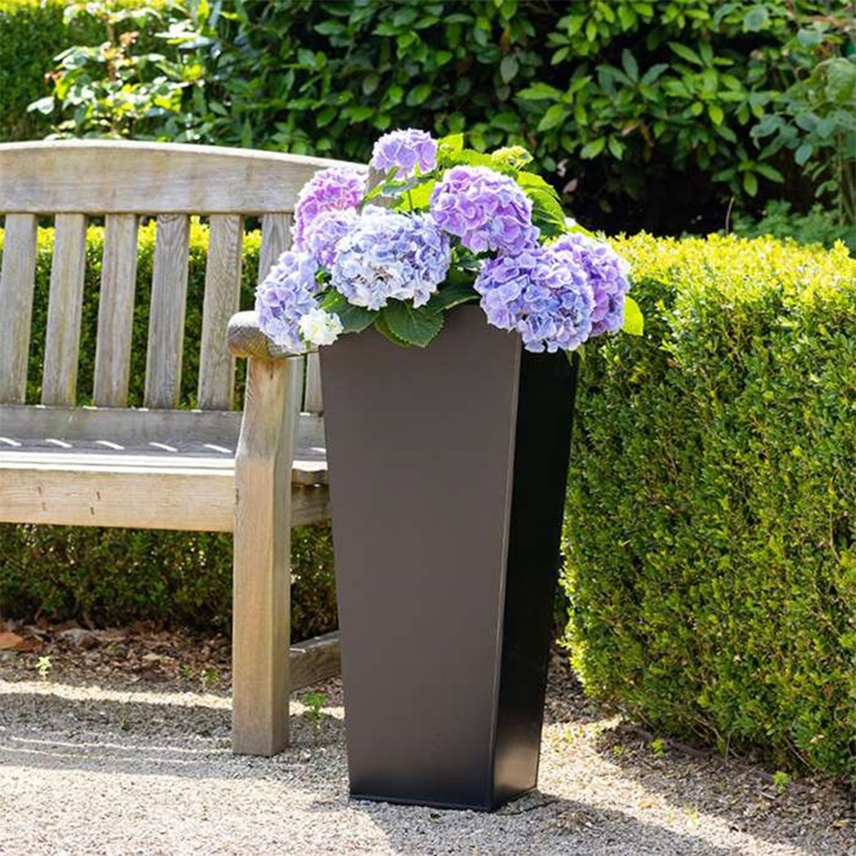 Black Zinc Flared Square Planter