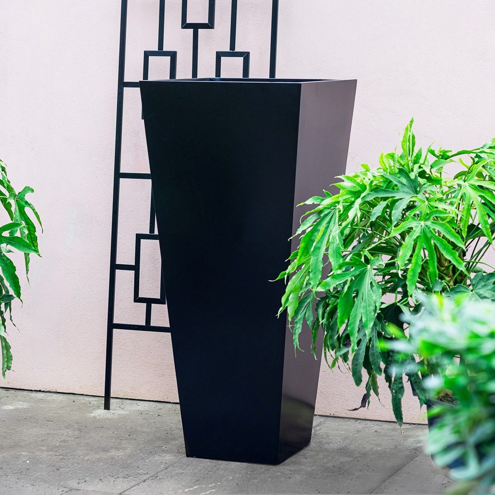 Black Zinc Flared Square Planter