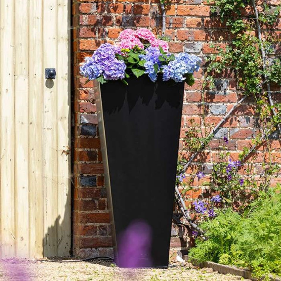 Black Zinc Flared Square Planter