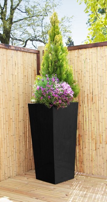Zinc Galvanised Flared Square Planter in Black - By Primrose™ (H90cm x W43cm)