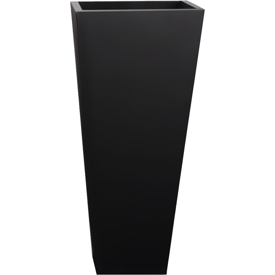 H116cm Zinc Galvanised Black Flared Square Planter - By Primrose™