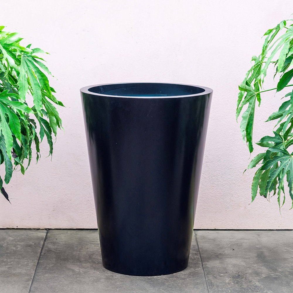 Black Zinc Tall Round Planter