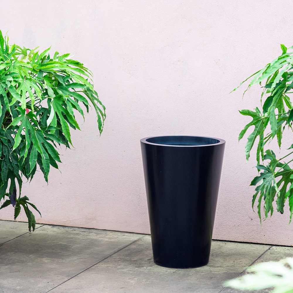Black Zinc Tall Round Planter