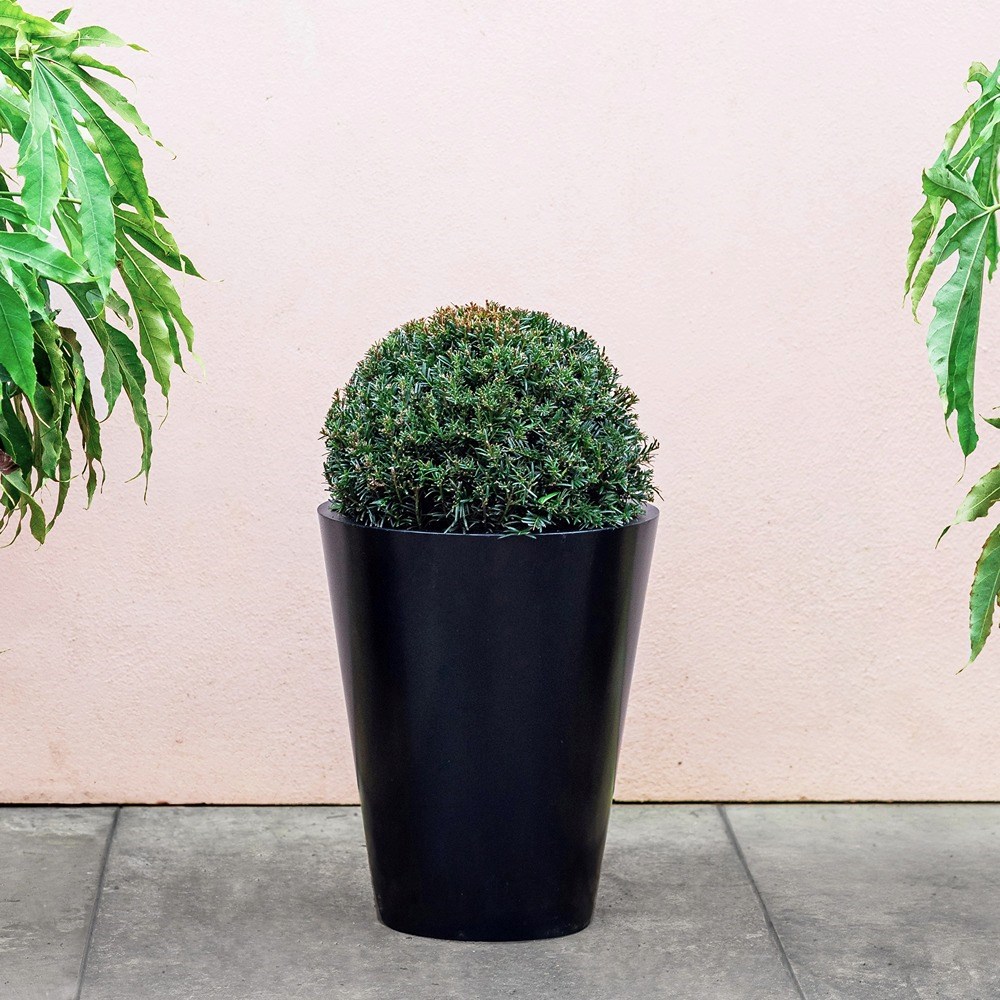 Black Zinc Tall Round Planter
