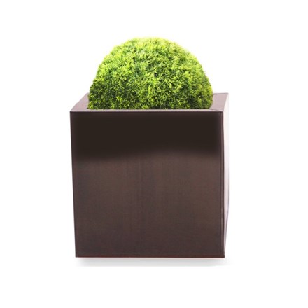 60cm Zinc Galvanised Mocha Brown Cube Planters - By Primrose™