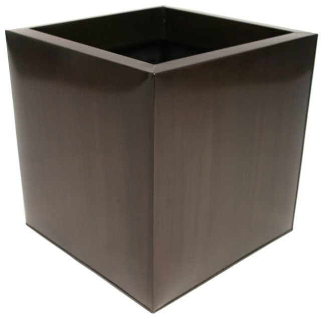 60cm Zinc Galvanised Mocha Brown Cube Planters - By Primrose™