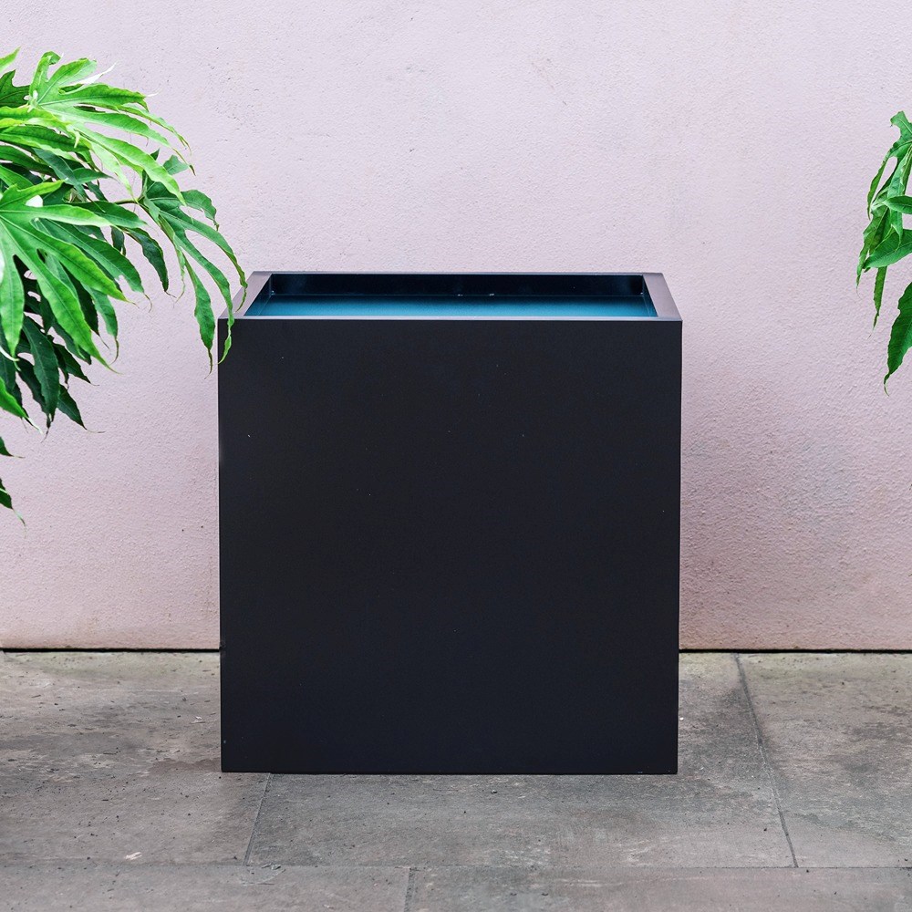 Black Zinc Cube Planter