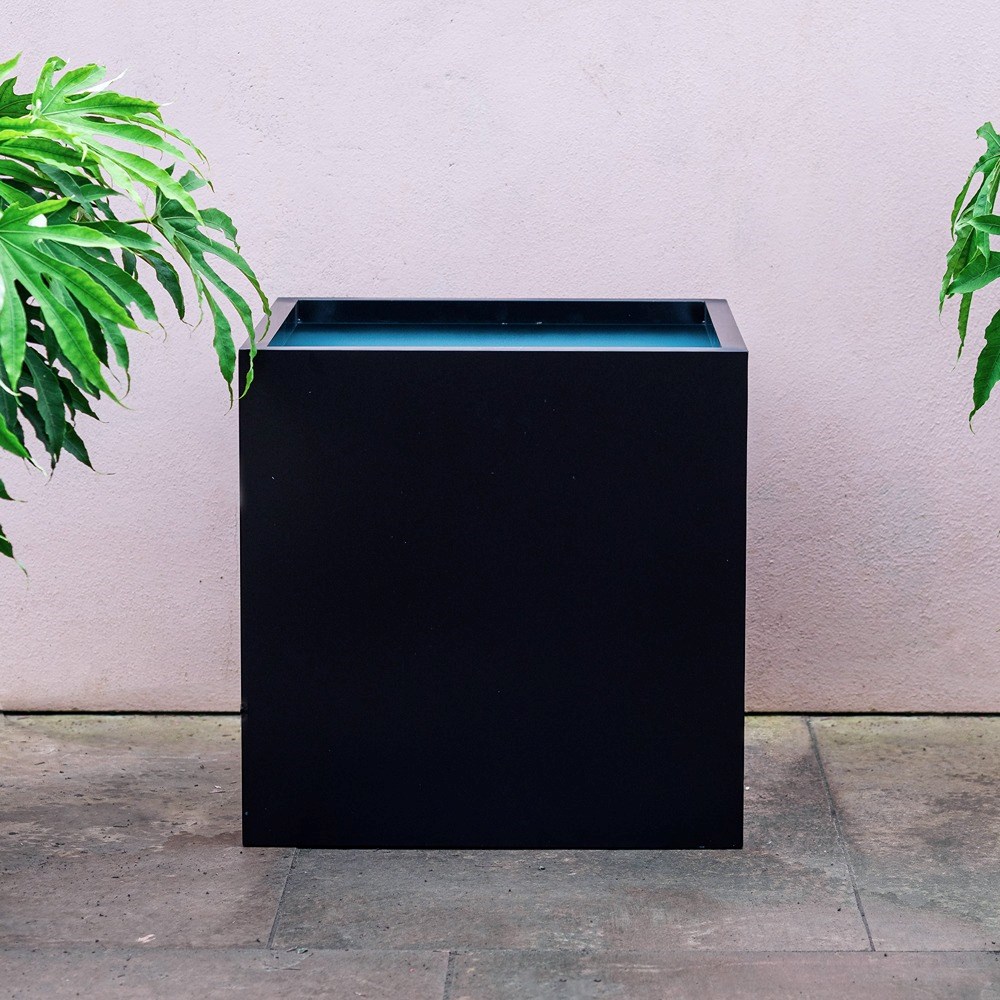 Black Zinc Cube Planter