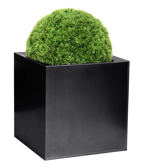 40cm Zinc Galvanised Large Black Cube Planter by Primrose™