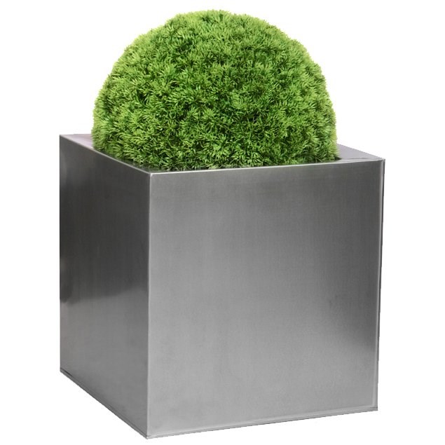 30cm Zinc Galvanised Silver Cube Pot - By Primrose™