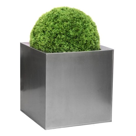 20cm Zinc Galvanised Silver Cube Pot - By Primrose™