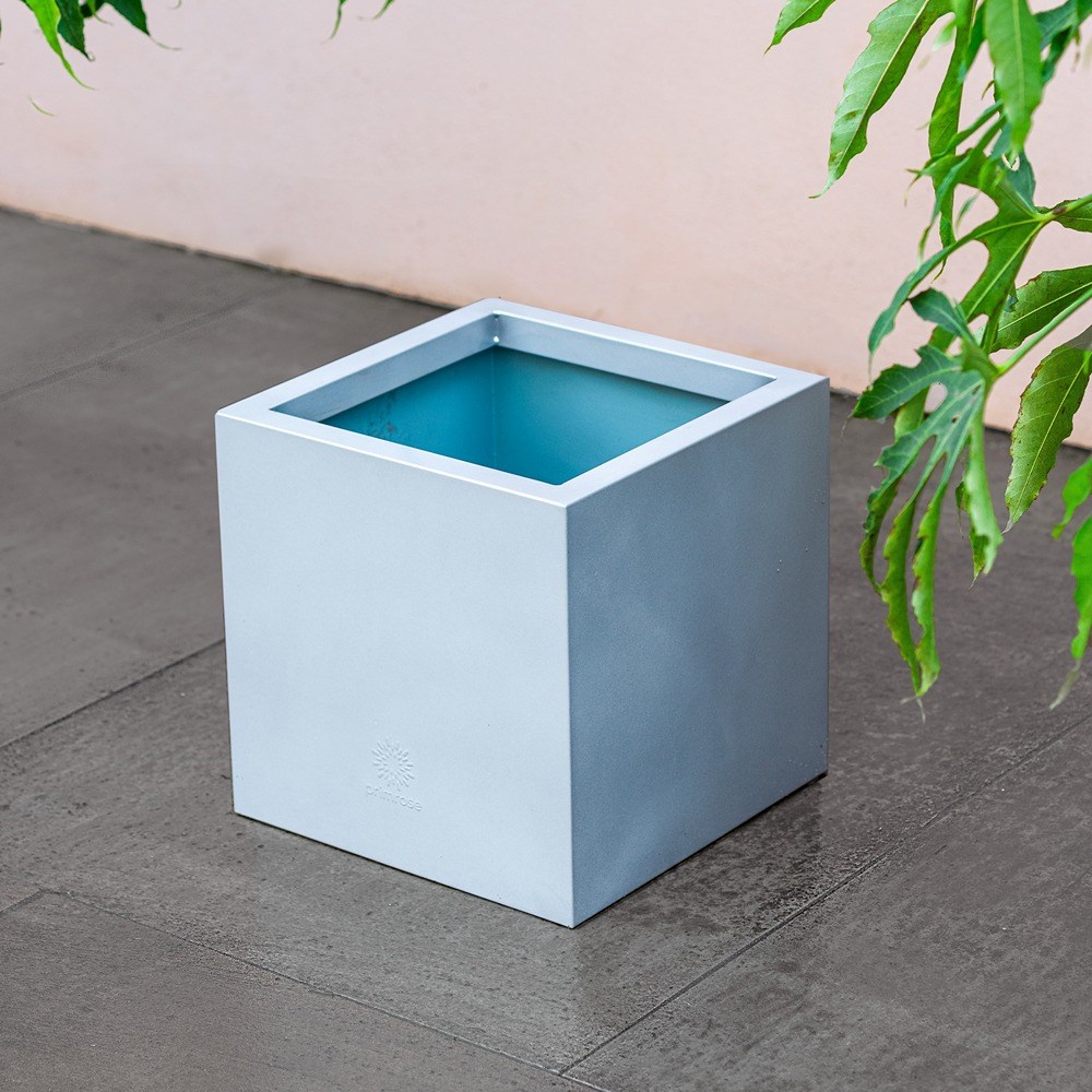 Silver Zinc Cube Planter
