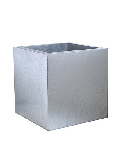 50cm Zinc Galvanised Silver Cube Planter - By Primrose™