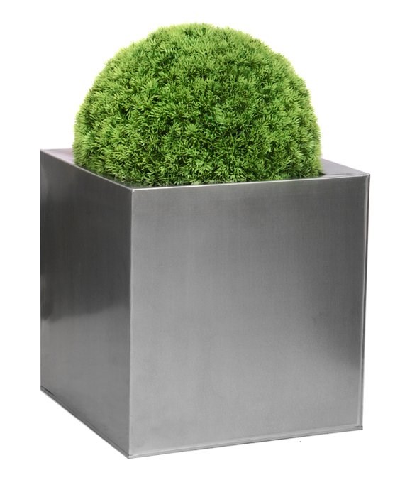 50cm Zinc Galvanised Silver Cube Planter - By Primrose™