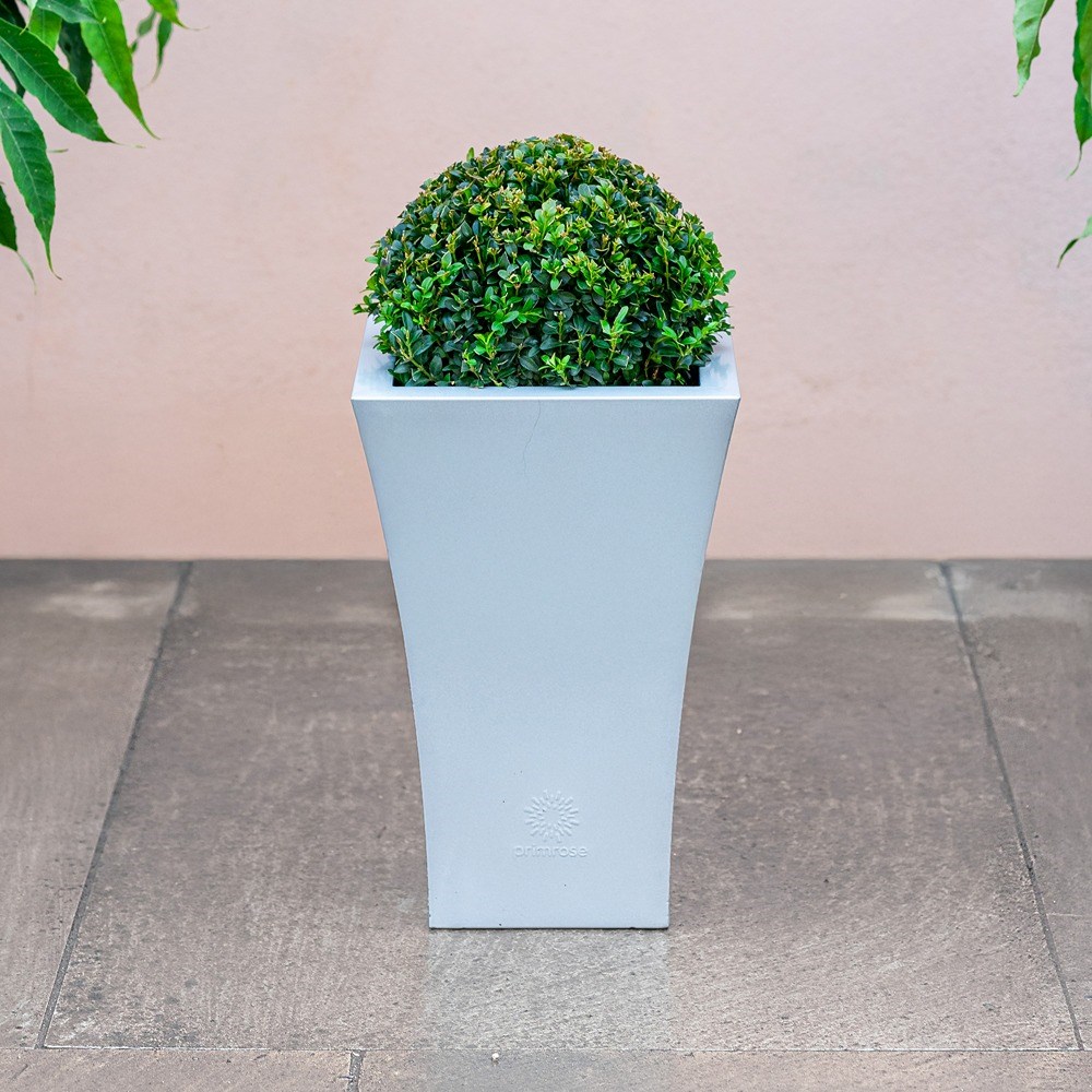 Silver Zinc Flared Square Planter