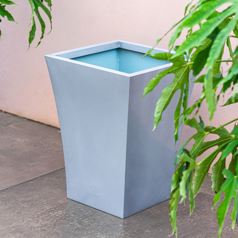Silver Zinc Flared Square Planter
