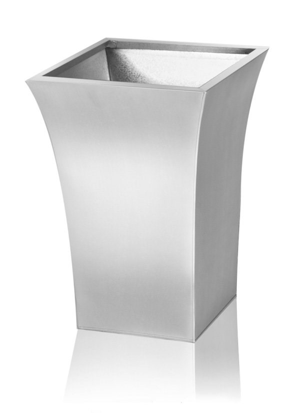 H31cm Zinc Galvanised Silver Flared Square Planter - By Primrose™