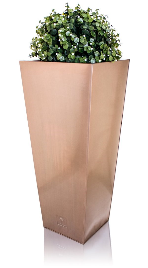 H70cm Zinc Galvanised Flared Square Planter in a Copper Finish by Primrose™