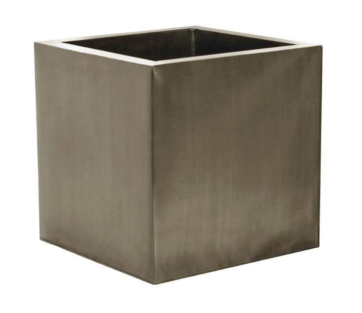 40cm Zinc Galvanised Pewter Cube Planter - By Primrose™