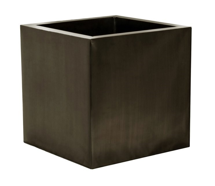 30cm Zinc Galvanised Pewter Cube Pot - By Primrose™