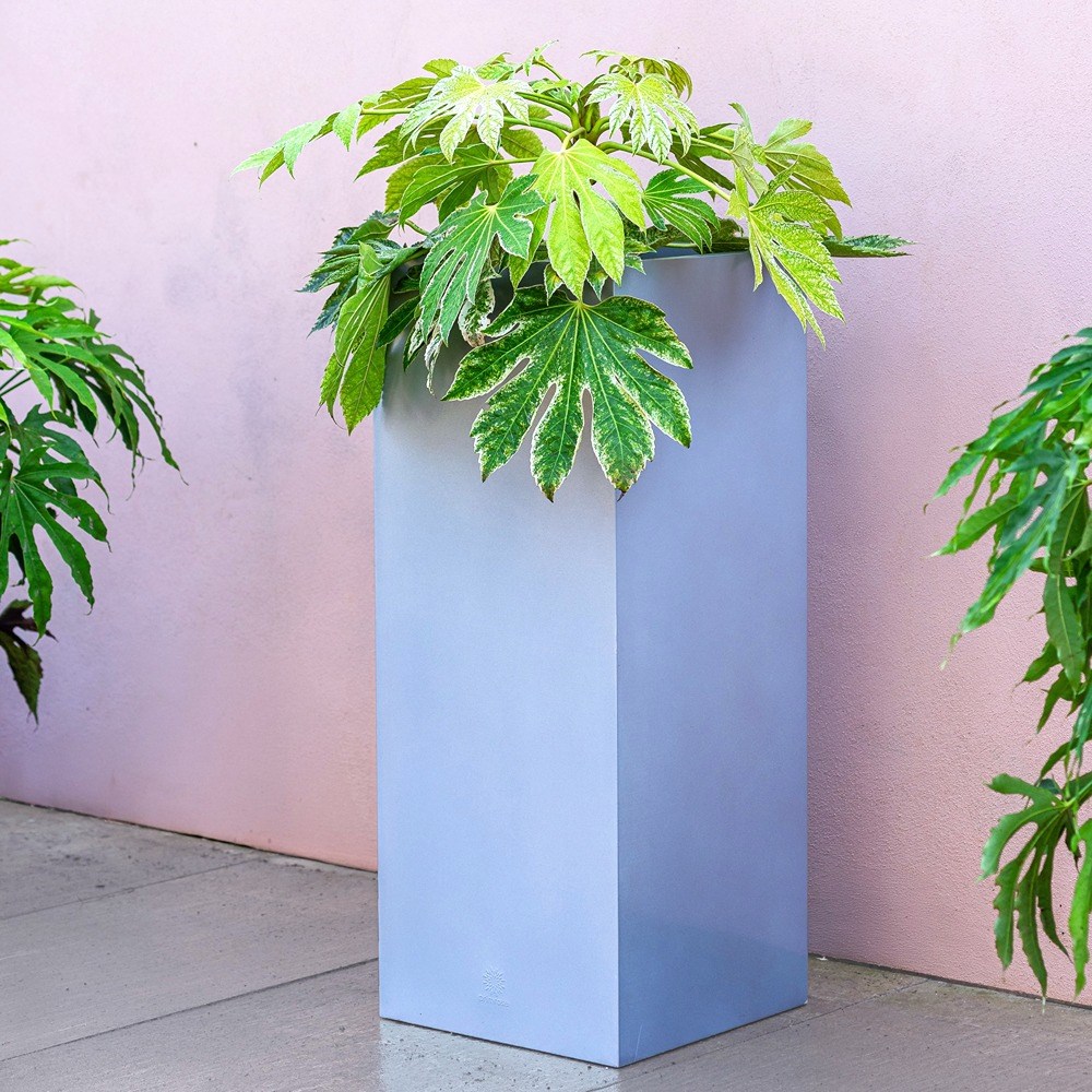Silver Zinc Tall Square Planter