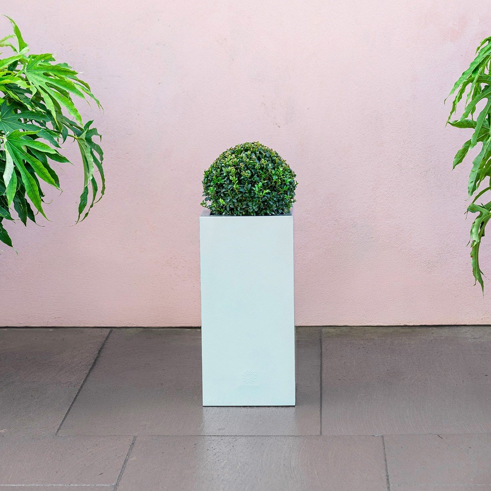Silver Zinc Tall Square Planter