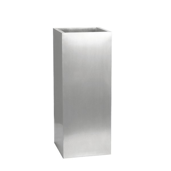 H100cm Zinc Galvanised Tall Silver Cube Planter - By Primrose™