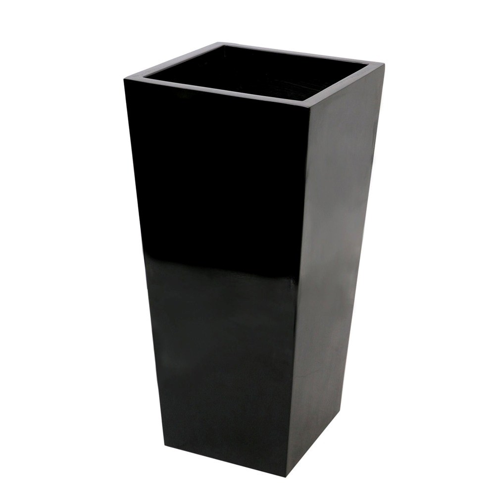 Gloss Black Fibreglass Flared Square Planter