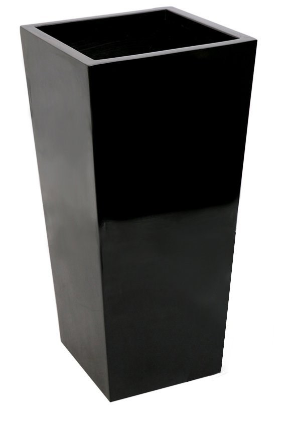 1.2m x 43cm Gloss Tall Flared Square Fibreglass Planter Black - By Primrose™