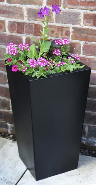90cm x 43cm Tall Flared Square Fibreglass Planter in Matt Black - By Primrose™