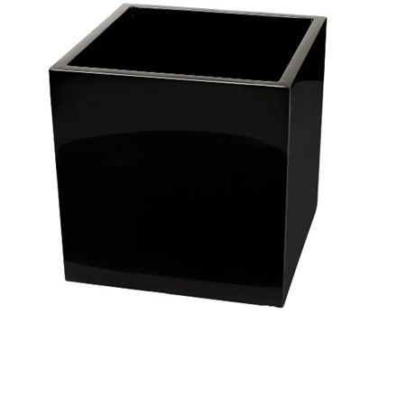 H50cm Fibreglass Cube Gloss Planter in Black - By Primrose™